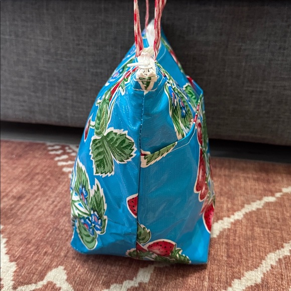 Freckled Sage Genuine Oilcloth Strawberry Tote / Utility Bag - Picture 4 of 8